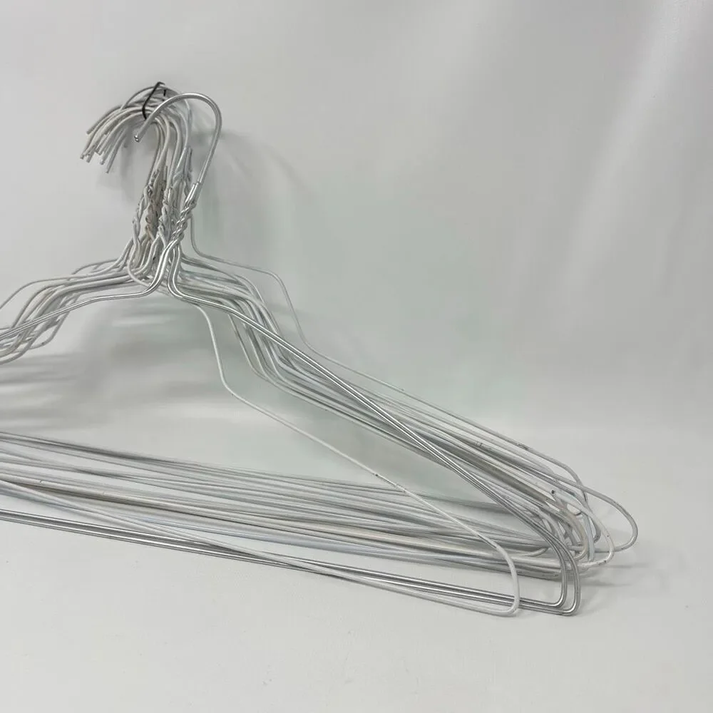 White Silver Lot Vintage Wire Metal Clothes Clothing Hangers Dresses Shirts MCM